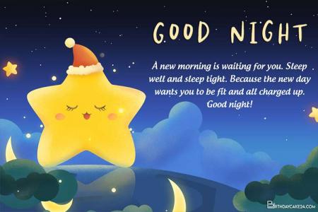 Good Night Card Background With Bright Star