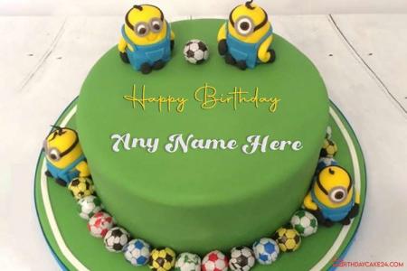 Write Name on Funny Minions Birthday Cake Images