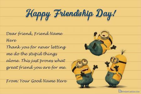 Easy And Lovely Minions Card For Friendship Day