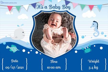 The Latest Baby Boy Birth Announcement Cards Maker Online