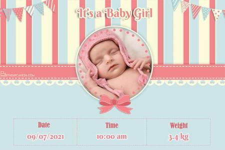 Personalize Latest Baby Girl Birth Announcement Card
