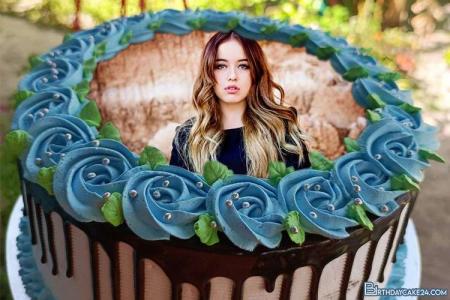 Special Blue Rose Birthday Cake With Photo Editing