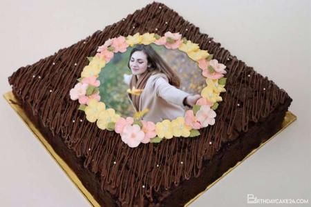 Happy Birthday Chocolate Flowers Cakes With Photo Edit