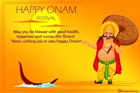 Traditional Onam Indian Holiday Card With Name Wishes