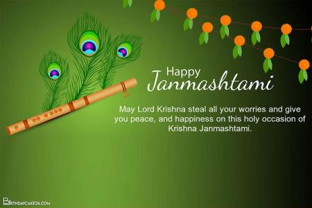Personalize Krishna Janmashtami Wishes Cards for Free