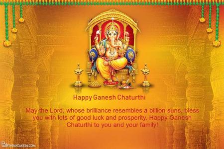 Create Golden Ganesh Chaturthi Wishes Greeting Cards Images
