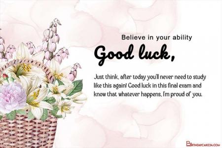 Best Of Luck For Exam Wishes Cards With Flowers