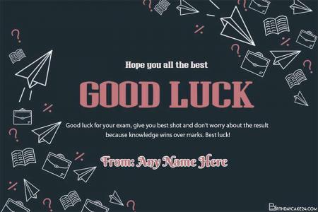 Free Good Luck Card for Exams With Name Download