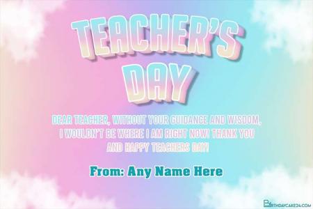 Colorful Teacher's Day Card With Name Online Editing