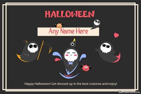 Write Name on Halloween Card With Lovely Ghost