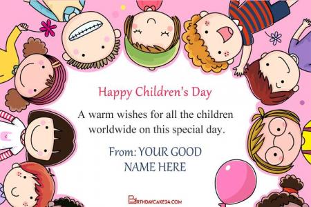 Happy Children's Day Wishes Card With Name Edit