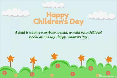 Happy Children's Day Garden Cards Maker Online