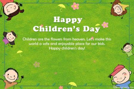 Children's Day Greeting Card With Cartoon Childrens Background