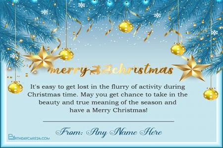 Merry Christmas Wishes Card With Name Online Editing