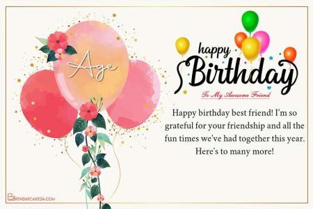 Floral Best Friend Birthday Wishes Card With Age