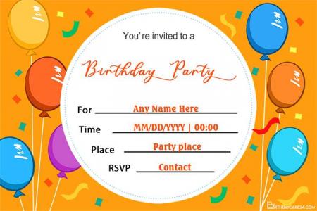 Balloons Birthday Invitation Messages Card Free Download