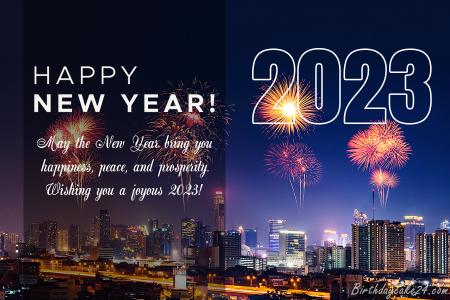 Happy New Year 2023 Greeting Cards With Fireworks