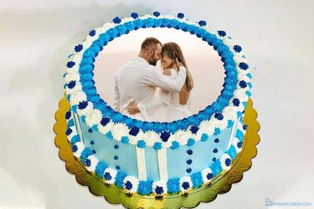 Blue Birthday Cake Images With Photo