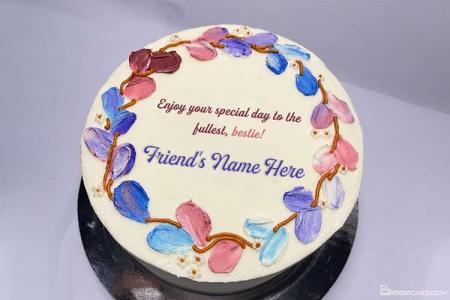 Lovely Birthday Wishes Cake For Friend With Name