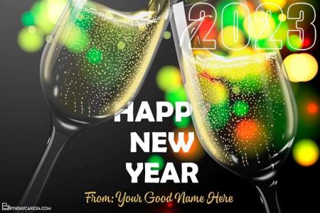 Champagne New Year 2023 Card With Name Online