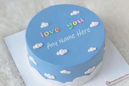 Decorate Name On Cloud Birthday Cake for Your Lover