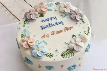 Flower Birthday Cake Template Image With Name Editing