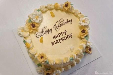 Write Your Name on Artistic Sunflower Birthday Cake