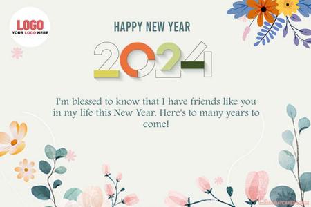 Design Happy New Year 2024 Greetings Image With Logo