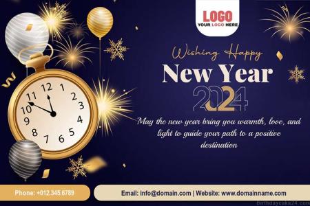 Professional New Year 2024 Greeting Card With Logo
