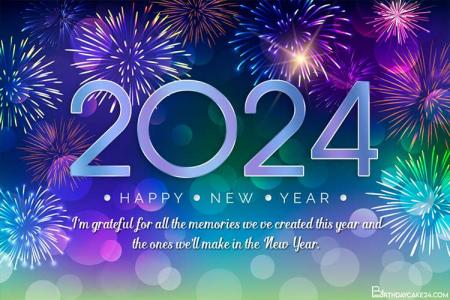 New Year Colorful Fireworks Card for 2024