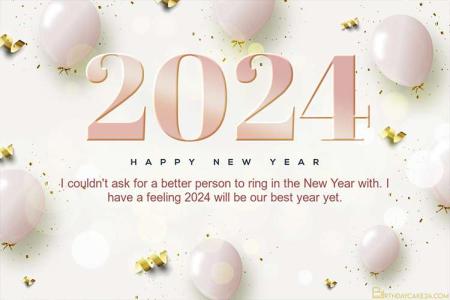 Pink Balloon New Year 2024 Card Card Maker