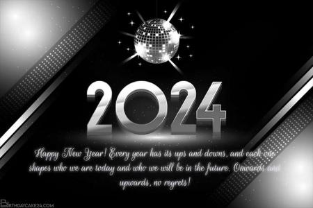 Free Online Silver Happy New Year 2024 Card Maker