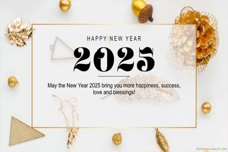 Luxury Gold And White Happy New Year 2025 Greetings