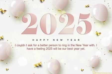 Pink Balloon New Year 2025 Card Card Maker