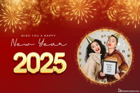 Sparkling Happy New Year 2025 Wishes Cards With Photo Frames