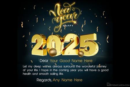 Write Name On Happy New Year 2025 Wishes Card