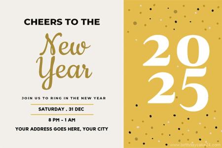 Cheer To The New Year 2025 Invitation Cards