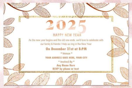 Rose Gold New Year 2025 Invitation Card