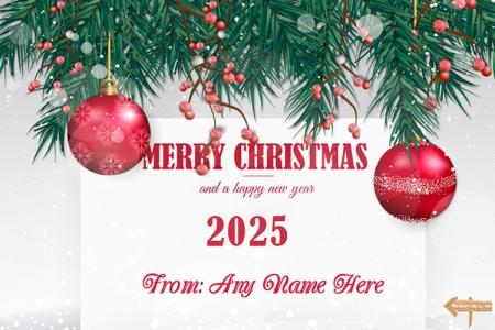 Merry Christmas & Happy New Year 2025 Card With Name Edit