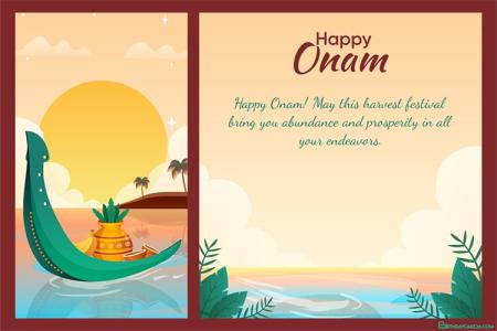 Beautiful Onam Greeting Card with Traditional Indian Imagery