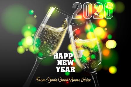 Champagne New Year 2026 Card With Name Online