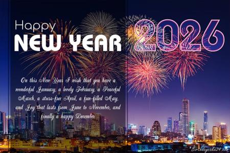 Happy New Year 2026 Greeting Cards With Fireworks