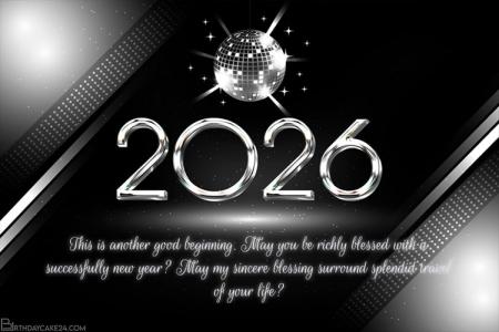 Free Online Silver Happy New Year 2026 Card Maker