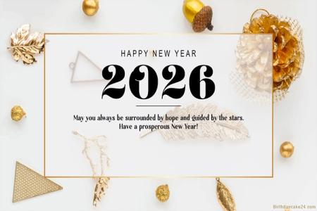 Luxury Gold And White Happy New Year 2026 Greetings