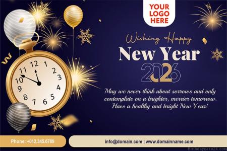 Professional New Year 2026 Greeting Card With Logo