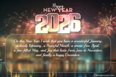 Happy New Year 2026 Wishes Card Maker With Fireworks