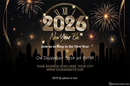Sparkling New Year's 2026 Eve Party Invitation Cards Maker