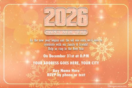 Rose Gold New Year 2026 Invitation Card