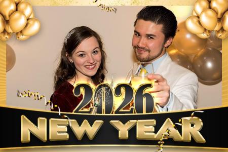 Creative Happy New Year 2026 Frame Design With Balloons