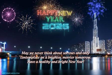 New Year 2026 Video Card With Colorful Fireworks Background